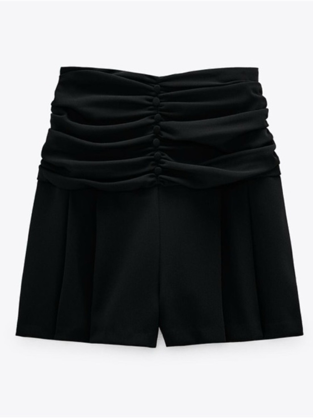 NWT Zara Black Ruched Waist Pleated Women’s Shorts